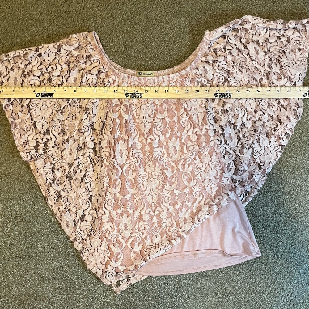 Democracy Layered Lace Dusty Pink Blouse size M - Picture 12 of 16